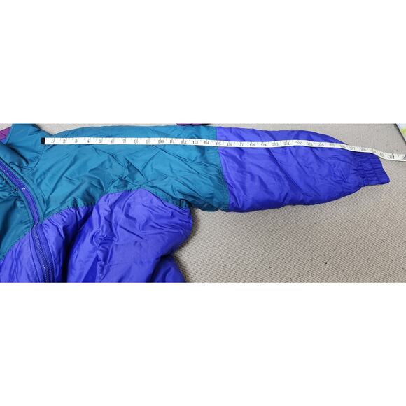 Columbia Vtg 90's Reversible Puffer Jacket  Teal & Purple attachable hood W LG - Picture 8 of 16